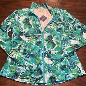 TOMMY BAHAMA AZURE FLORAL Long Sleeve Full Zip Golf Jacket Large NWT UPF 50